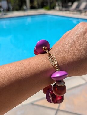 Yves Saint Laurent YSL 1990's Vintage Chunky Acrylic Bead Bracelet RARE HTF